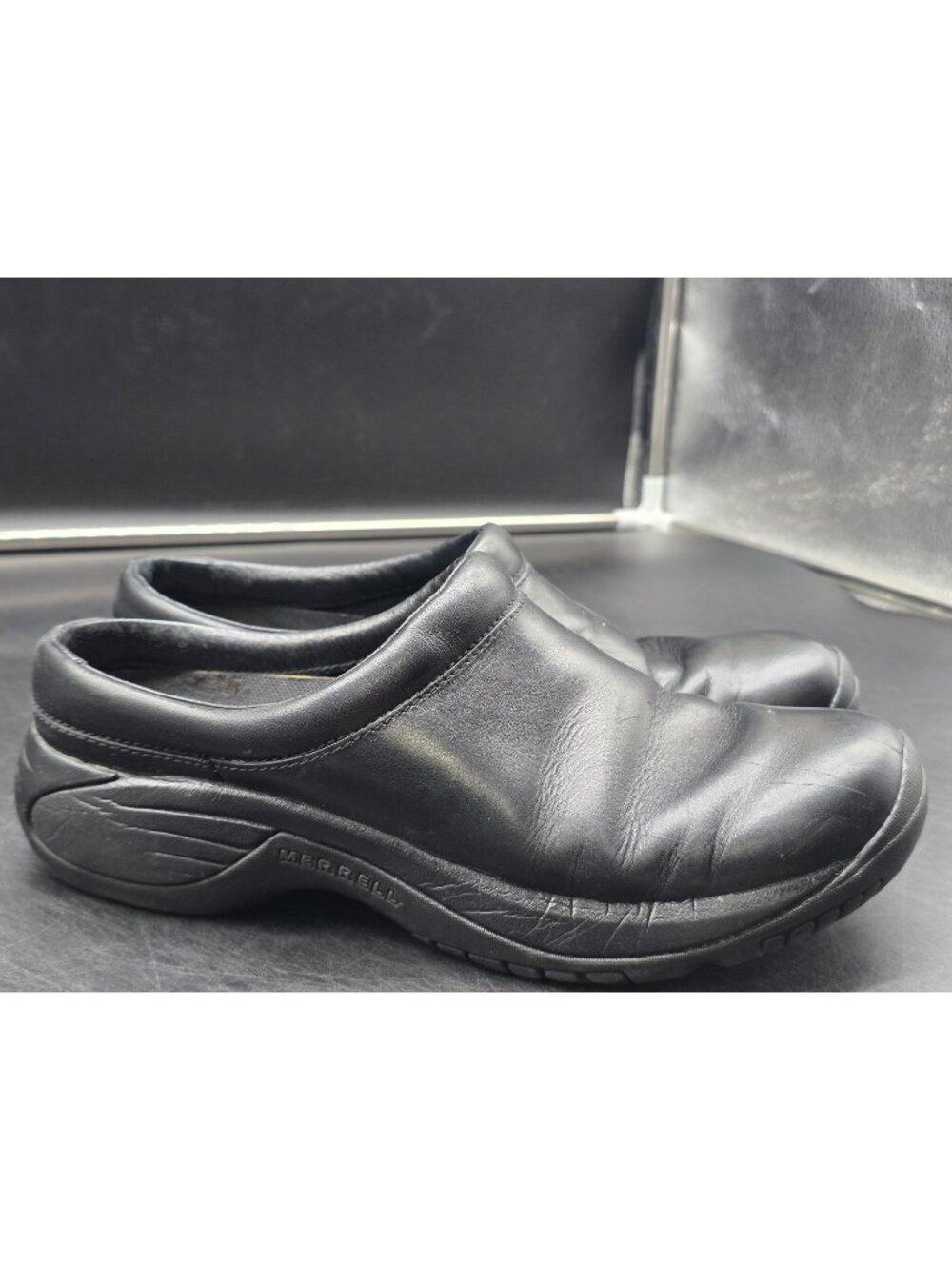Merrell Smooth Shoes Mens Size 7.5 Encore Gust Leather Clog Slip On Casual
